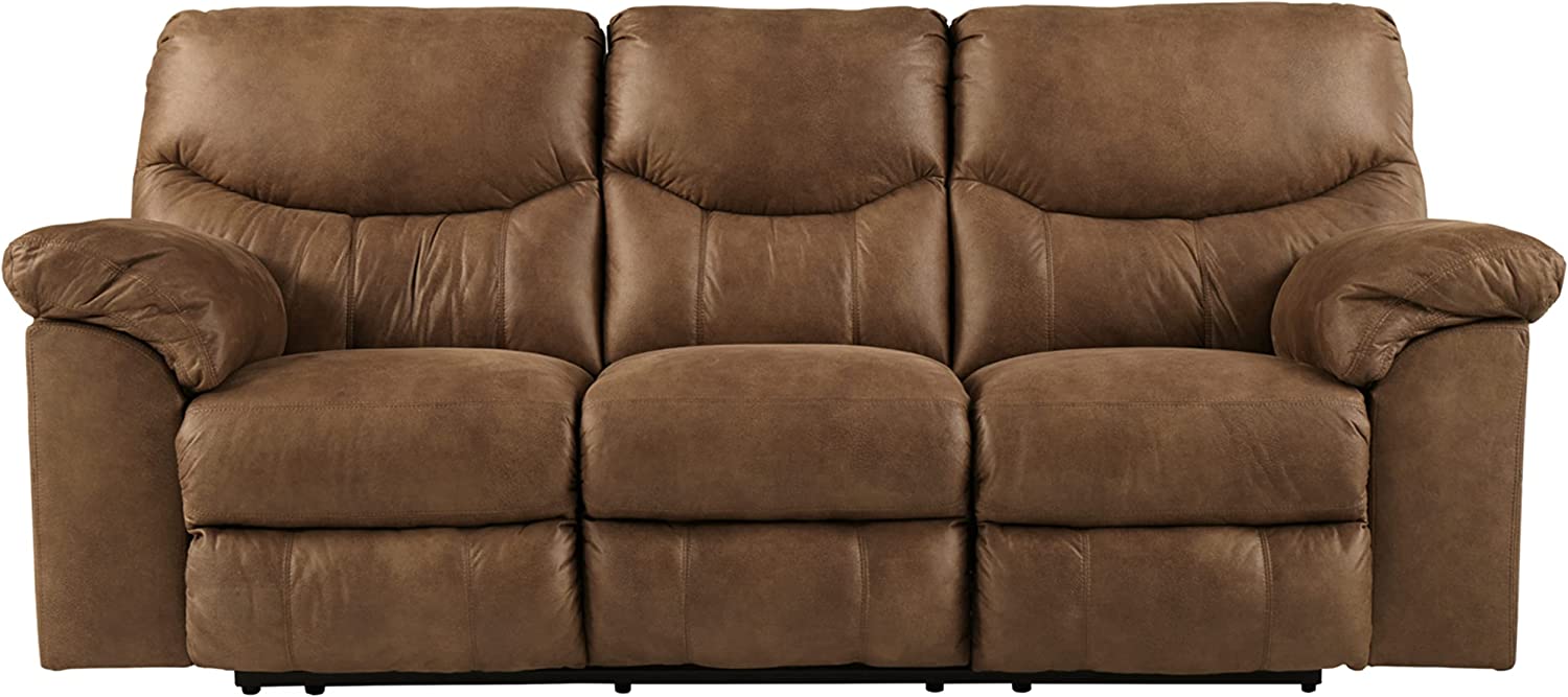 Ashley Boxberg Oversized Faux Leather Manual Pull Tab Reclining Sofa, clear