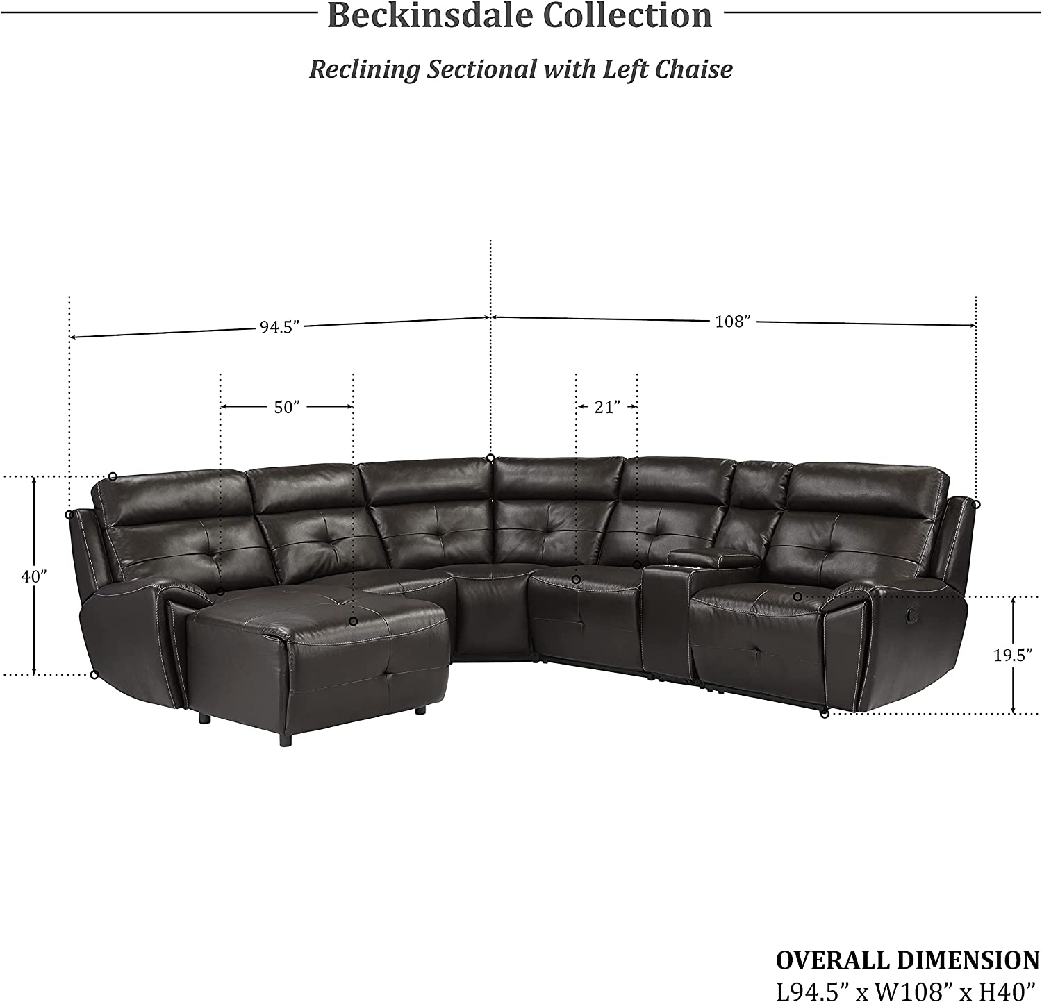 Lexicon Beckinsdale Modular Reclining Sectional Sofa Dimensions